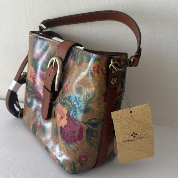 Patricia Nash Irving Bucket Handbag Leath Distressed Vintage Victorian Garden - Picture 9 of 16